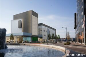 Betonmast bygger vindtunnel i Malmö.